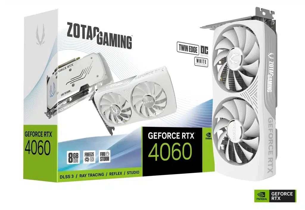 כרטיס מסך ZOTAC GeForce RTX 4060 8GB Twin Edge OC White