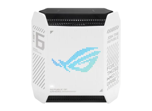 ROG Rapture GT6 AX10000 מערכת Mesh לגיימרים עם WiFi 6 AX10000, שלושה ערוצי תדר, ‏AiMesh, ‏Game Boost, ‏OpenNAT ואבטחת AiProtection Pro. זמינה בצבע שחור או לבן.