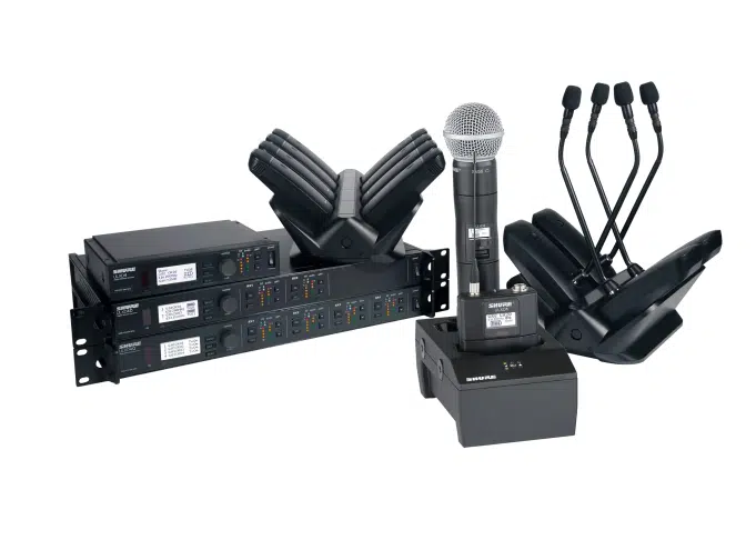Shure ULXD4QE – רסיבר אלחוטי 4 ערוצים מקצועי עם Dante, הצפנה ואודיו דיגיטלי באיכות גבוהה