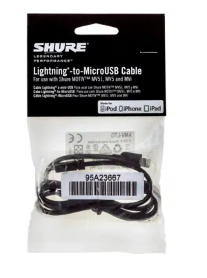 Shure MOTIV Lightning Cable – כבל Micro-B ל־Lightning מקורי באורך 1 מטר.