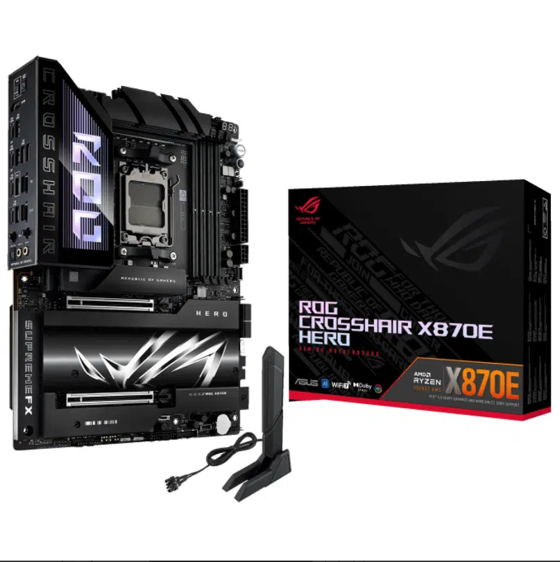 לוח אם ROG CROSSHAIR X870E HERO – תמיכה ב־Ryzen, PCIe 5.0, Wi-Fi 7 ועיצוב גיימינג יוקרתי