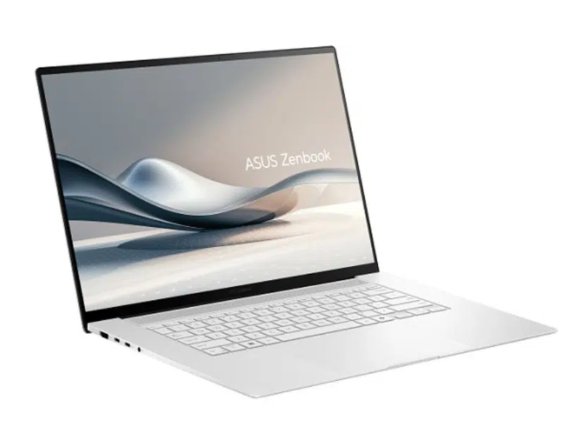 ASUS Zenbook S 16 UM5606WA-RJ244W OLED עם מעבד AMD Ryzen AI 9, מסך 3K OLED, זיכרון 24GB, אחסון 1TB SSD, קישוריות Wi-Fi 7 ועיצוב דק בצבע לבן יוקרתי. מחשב פרימיום חכם ומתקדם במיוחד.