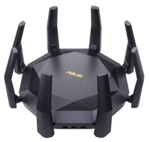 ראוטר WiFi 6 RT-AX89X מבית ASUS עם קיבולת מהירות גבוהה, 8 אנטנות, ומעבד חזק של 2.2GHz לזרימה חלקה.