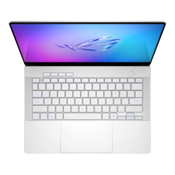 מחשב גיימינג ROG Zephyrus G14 GA403WR-QS094 – עיצוב קליל בצבע לבן, מסך OLED 3K, כרטיס RTX 5070 Ti וביצועים עוצמתיים.