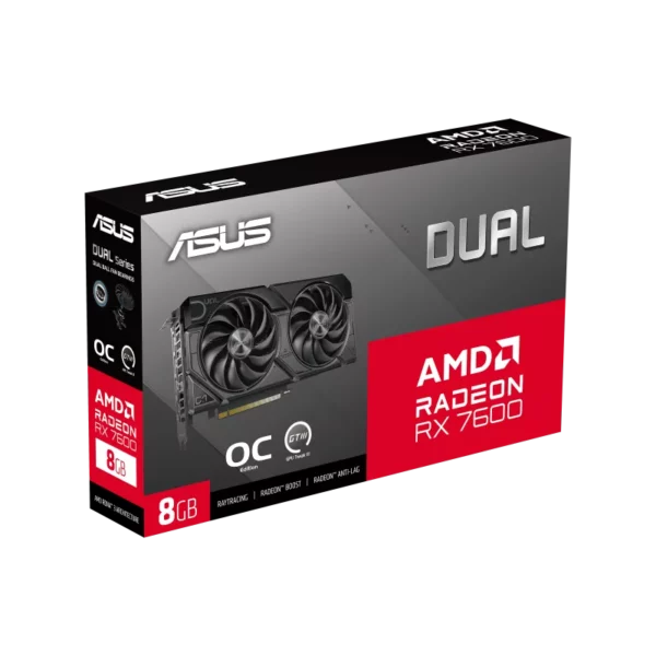 כרטיס מסך ASUS Dual Radeon RX 7600 EVO OC – קירור מתקדם, ביצועים גבוהים ושקט מוחלט