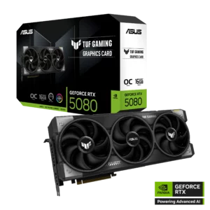 כרטיס מסך ASUS TUF Gaming GeForce RTX 5080 OC Edition 16GB GDDR7 עם קירור Vapour Chamber ועמידות צבאית
