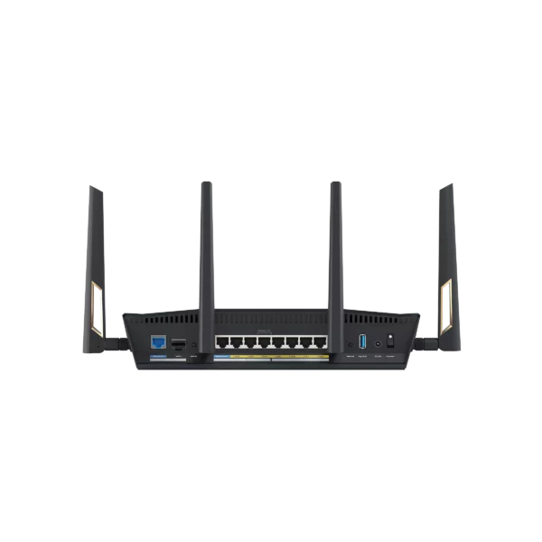 ASUS RT-BE88U – נתב Wi-Fi 7 דו־פסי BE7200 עם מהירות עד ‎7.2Gbps, קיבולת קווית ‎34G, שני פורטי 10G (כולל SFP+), ארבעה 2.5G, AiMesh, Guest Network Pro, ‏AiProtection Pro ו־VPNs מקיפים.