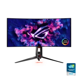 מסך הגיימינג ROG Swift OLED PG34WCDM – מסך קעור ‎34 אינץ’ ברזולוציית UWQHD, פאנל OLED קעור 800R, קצב רענון ‎240Hz, זמן תגובה ‎0.03ms, HDR400 True Black, ‏Smart KVM וחיבורים מתקדמים כולל USB-C 90W.