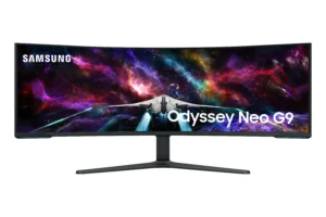 מסך גיימינג קעור 57 אינץ' Samsung Odyssey Neo G9 G95NC S57CG952NM ברזולוציית DUHD עם Quantum Mini LED.