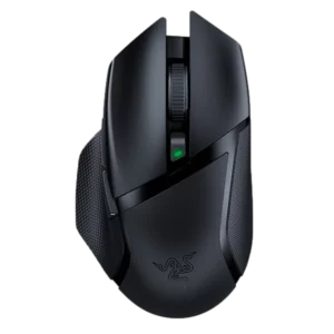 עכבר גיימינג אלחוטי Razer Basilisk V3 X HyperSpeed עם תאורת RGB ואחיזה ימנית ארגונומית.