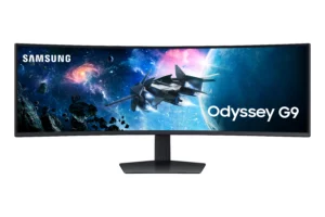 מסך Samsung Odyssey G9 S49CG954EM קעור 48.7 אינץ’ עם קצב רענון 240Hz ויחס מסך 32:9.