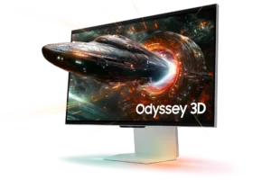 מסך הגיימינג החדש Samsung Odyssey 3D S27FG900XM בגודל 27 אינץ’ עם רזולוציית 4K, טכנולוגיית תלת־ממד ללא משקפיים, קצב רענון 165Hz, HDR10+ Gaming ו-FreeSync Premium. כולל רמקולים כפולים וסאונד מרחבי, 3 שנות אחריות יבואן רשמי.