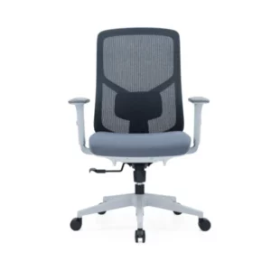 כיסא משרדי אורטופדי White Bold בצבע אפור־לבן עם משענת גב גבוהה ומושב ויסקו