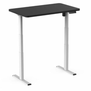 שולחן חשמלי מתכוונן דגם סינגל עם רגלי מתכת ופלטה לבחירה בצבע לבן או שחור