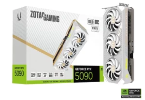 כרטיס מסך ZOTAC GAMING GeForce RTX 5090 SOLID OC White Edition עם 32GB GDDR7 וקירור IceStorm 3.0.