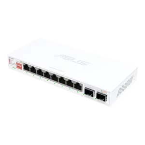 סוויץ׳ רשת ASUS QG-U1080 עם 8 פורטי 2.5G ושני חיבורי 10G SFP+ מק״ט 90IG0A00-MO3B00